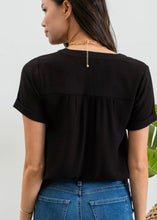 Load image into Gallery viewer, Black Woven Lace Top - Farm Town Floral &amp; Boutique
