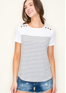 Cute Button Shoulder Tee - Farm Town Floral & Boutique