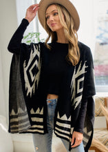 Load image into Gallery viewer, Black Cream Aztec Shawl - Farm Town Floral &amp; Boutique
