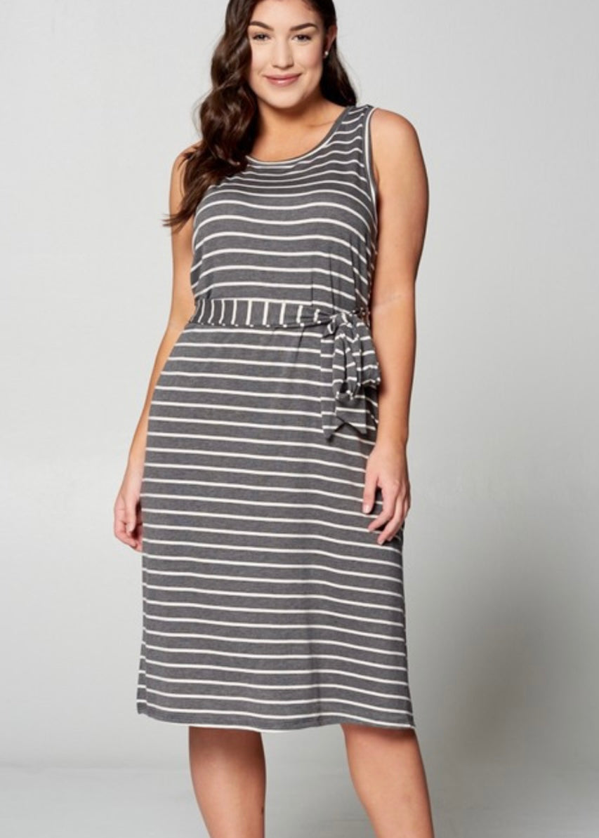 PLUS Stripe Midi Dress