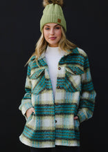 Load image into Gallery viewer, Turquoise Wool Blend Shacket - Farm Town Floral &amp; Boutique
