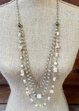 Load image into Gallery viewer, Cream Three Strand Necklace - Farm Town Floral &amp; Boutique
