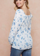 Load image into Gallery viewer, Blue Blossoms Blouse - Farm Town Floral &amp; Boutique
