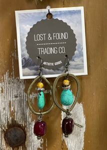 Turquoise Drop Vintage Earrings - Farm Town Floral & Boutique