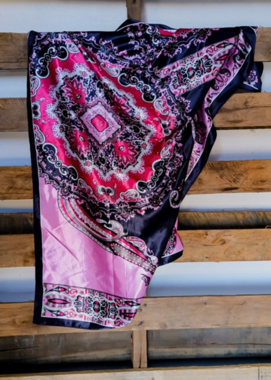 Black and Pink Wild Rag - Farm Town Floral & Boutique