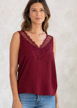 Load image into Gallery viewer, Merlot Lace Tank Top - Farm Town Floral &amp; Boutique
