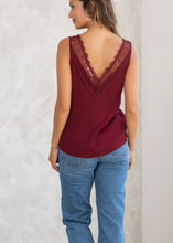 Load image into Gallery viewer, Merlot Lace Tank Top - Farm Town Floral &amp; Boutique
