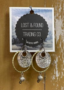 Silver Gold Coin Earrings - Farm Town Floral & Boutique