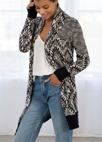 Navy Wool Mix Cardigan - Farm Town Floral & Boutique
