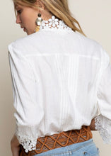 Load image into Gallery viewer, White Lace Inset Blouse - Farm Town Floral &amp; Boutique
