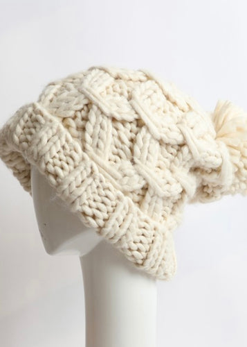 Ivory Chunky Beanie - Farm Town Floral & Boutique