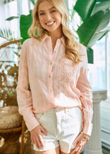 Load image into Gallery viewer, Peach Button Down Shirt - Farm Town Floral &amp; Boutique
