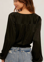 Load image into Gallery viewer, Black Lace Trimmed Blouse - Farm Town Floral &amp; Boutique
